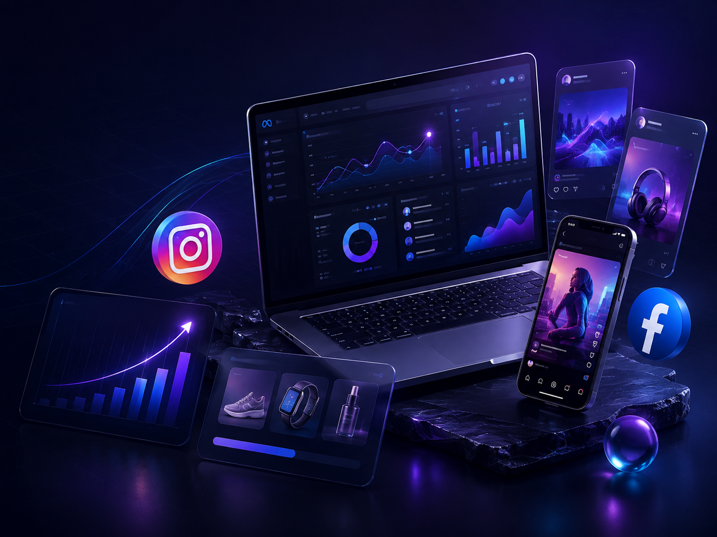 Performance marketing across Meta, content, web and analytics